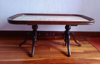 Mesa centro madera y mármol antigua