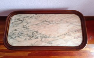 Mesa centro madera y mármol antigua