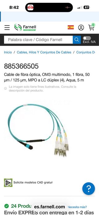 Cable Fibra Óptica Molex OM3 5m