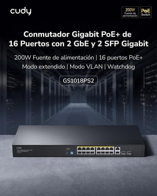 Switch Cudy PoE+ Gigabit 16 Puertos GS1018PS2 NUEV