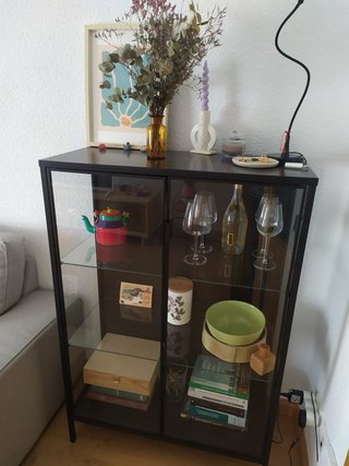 Vitrina Negra Cristal Metal Madera