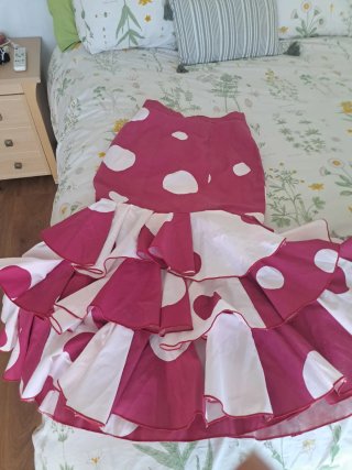 Falda flamenca lunares rosa y blanco