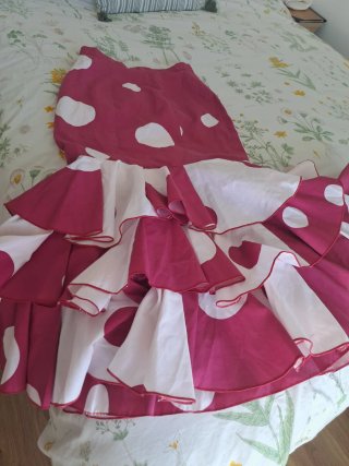 Falda flamenca lunares rosa y blanco