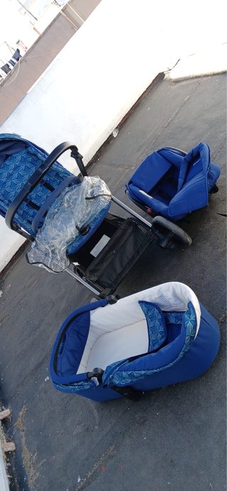 Carrito de bebé 3 piezas azul