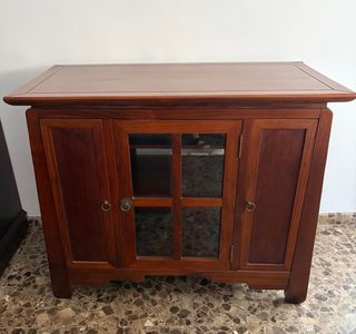 Mueble TV madera y cristal