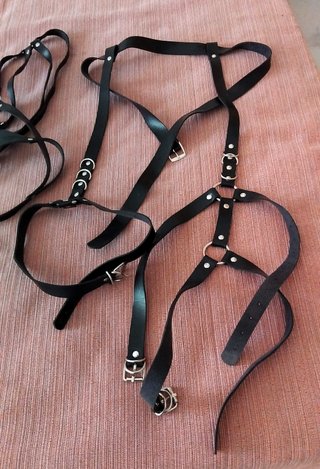 Conjunto Arnés imitación cuero con hebillas