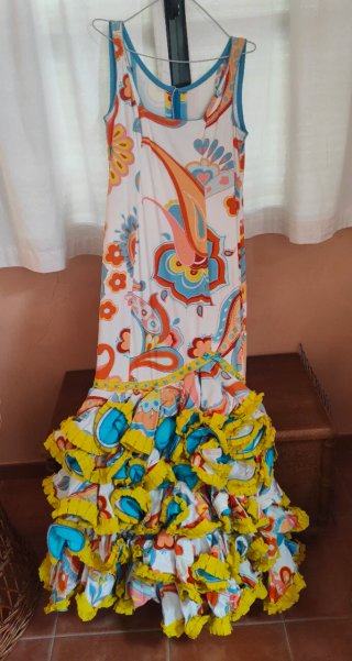Traje de flamenca estampado multicolor
