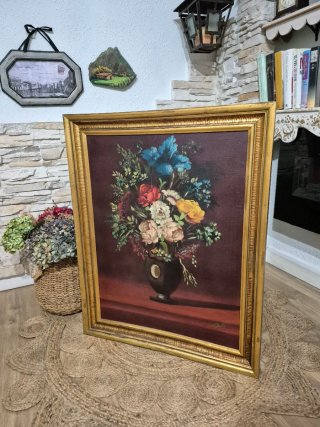Cuadro, óleo con marco dorado,vintage original