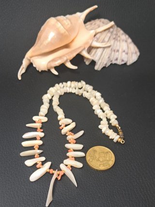 Collar boho coral y nacar