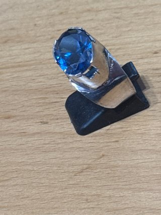 Anillo Plata Zafiro Sintético Azul