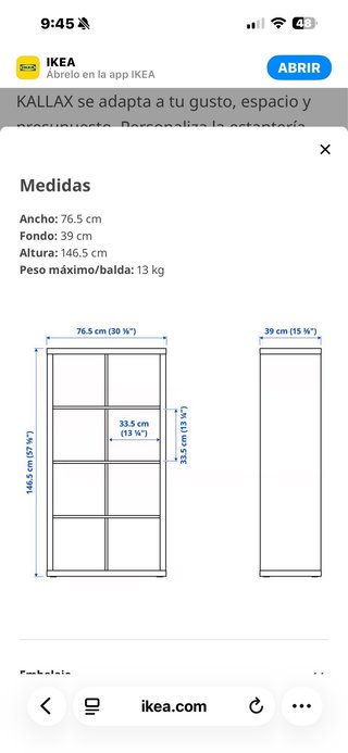Estantería kallax con accesorios ikea
