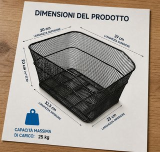 Cestino Bici Posteriore Rete Metallo