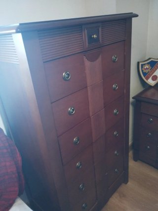 2 Mesitas de noche y sinfonier madera de cerezo