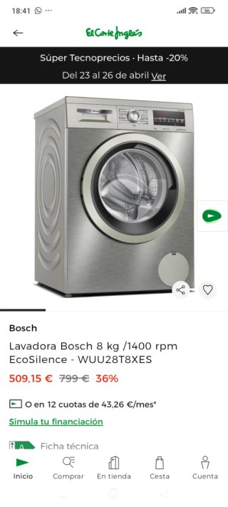 Frigorífico Samsung y lavadora Bosch