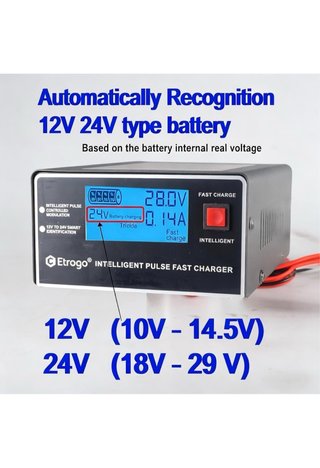 Cargador Etrogo 12V/24V Inteligente Pulso Rápido