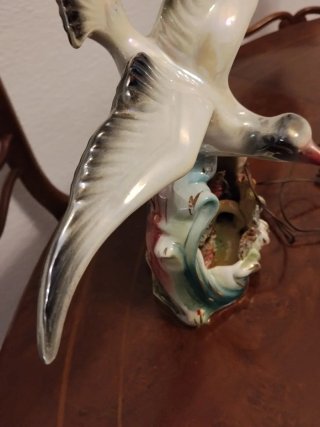 Lámpara Gaviota Porcelana Manises Vintage Años 50