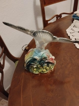 Lámpara Gaviota Porcelana Manises Vintage Años 50