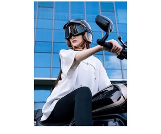 Casco Moto Vintage con Visera y Pañuelo
