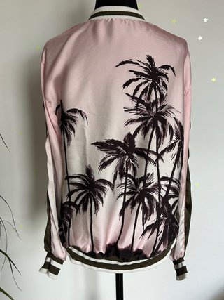 Chaqueta Bomber Verde y Rosa Palmeras