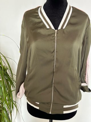 Chaqueta Bomber Verde y Rosa Palmeras