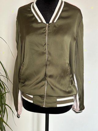 Chaqueta Bomber Verde y Rosa Palmeras