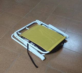 Silla plegable metal loneta rayas,y cojin incluido