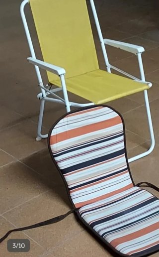 Silla plegable metal loneta rayas,y cojin incluido