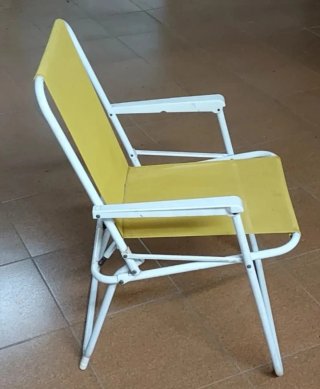 Silla plegable metal loneta rayas,y cojin incluido