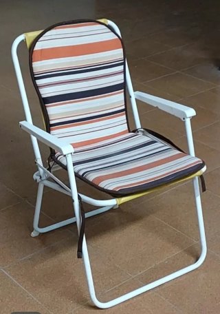 Silla plegable metal loneta rayas,y cojin incluido