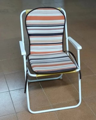 Silla plegable metal loneta rayas,y cojin incluido