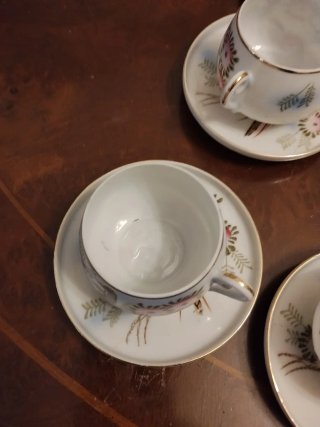 Juego de café porcelana con pájaros