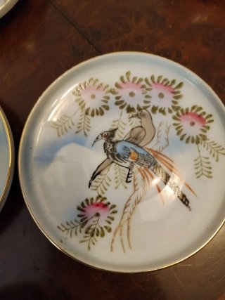 Juego de café porcelana con pájaros