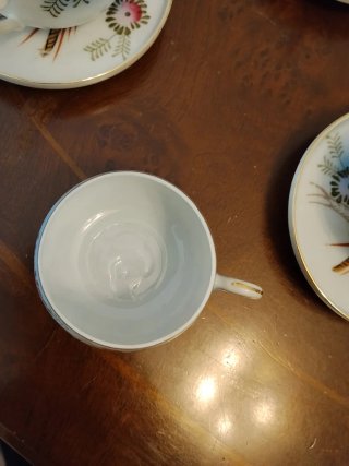 Juego de café porcelana con pájaros