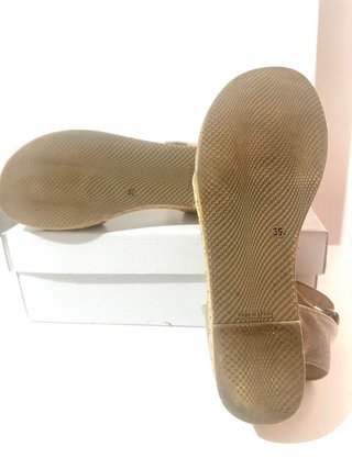 Sandalias cuña corcho y tela beige talla 39