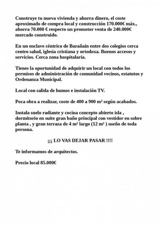 Local comercial en venta en Barañain