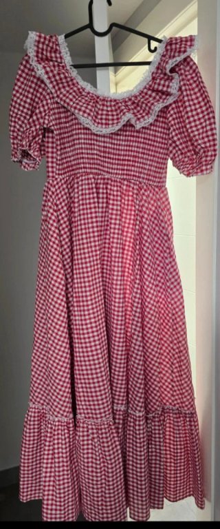 Vestido cuadros vichy rojo y blanco