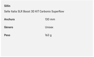 Selle Italia SLR Boost 3D KIT Carbonio Superflow