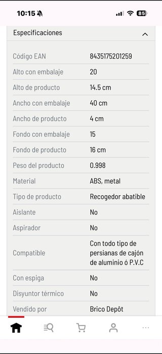 Recogedor abatible persiana cinta 22mm gris