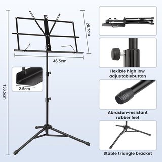 Atril Musical Plegable 2 en 1 Negro