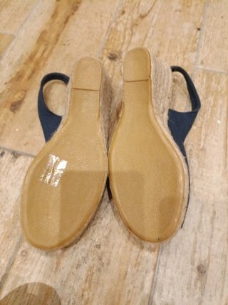 Sandalias cuña esparto mujer azul
