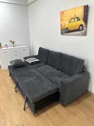 Sofá Cama Pau Gris con Arcón Reversible
