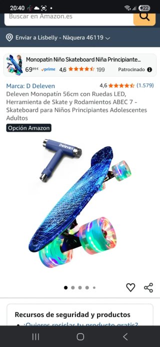 Monopatín skate Penny Board Azul + Protecciones