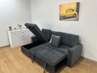 Sofá Cama Pau Gris con Arcón Reversible