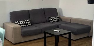 Sofá modular tela beige y gris