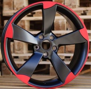 Llantas Rotor Negro Mate Borde Rojo
