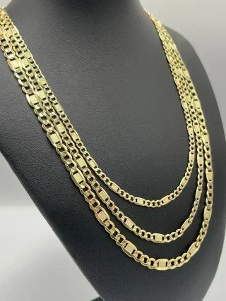 Cadena Figaro Labrada 3x1 Oro