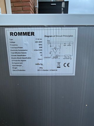 Frigorifero Congelatore Rommer F 101 A+
