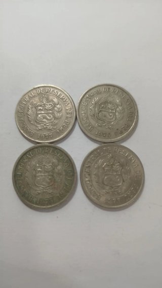 Lote 4 monete da 5 sole d'oro del Perù