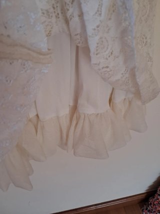 Vestido fiesta niña encaje lazo beige