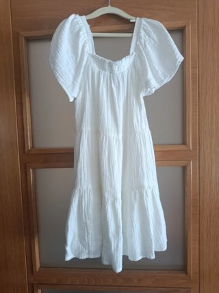 Vestido blanco algodón niña T. 128cm. (7-8 años)